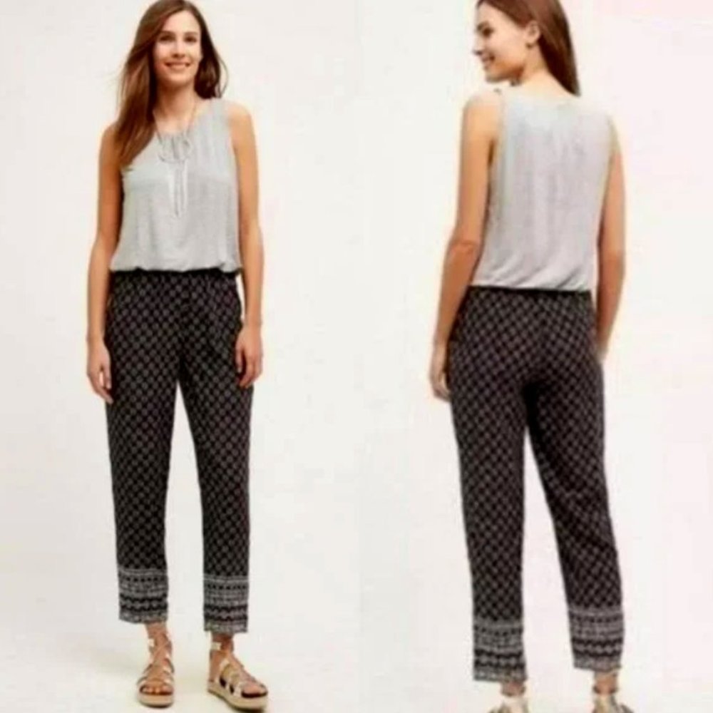 Anthropologie Hei Hei "Rhodes" Grey/Black Printed Jumpsuit